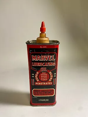 Vintage Marvel Lubricating Oil 4 Oz Oiler Can Half Full Tin • $14.99