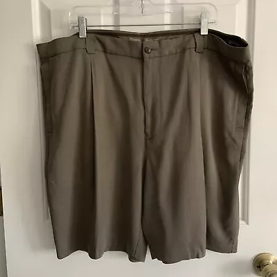 Tommy Bahama SILK Shorts Chino Pleated Men Size 42 Neutral Brown W Micro Stripes • $15.95