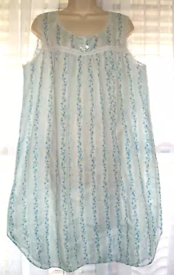 Vntg Character M/l Blue White Country Floral Thin Cotton Blend Nightgown Gown • $12.50