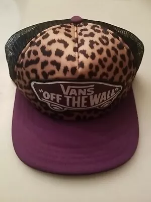 Vans  Off The Wall  Snapback Leopard/Cheetah Print Trucker Mesh Hat Purple/Plum • $19.99