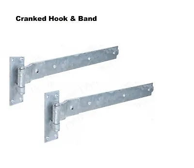 16  Gate Cranked Hook And Band Hinges - Heavy Duty Stable Garage Shed Barn  • £9.75