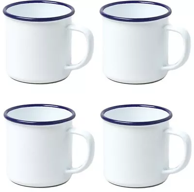 4 X White Enamel Camping Mug Falcon 8cm 284ml Drinking Cup Camping Scouts Hiking • £16.49