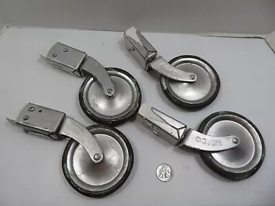 4' Swivel Metal Caster Vintage Wheels W/ Rubber Wheels Unknown Origin Reclaimed • $39.99