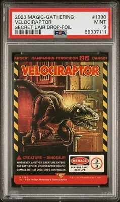 PSA 9 MINT Velociraptor FOIL MTG Jurassic Park Secret Lair #1390 • $35