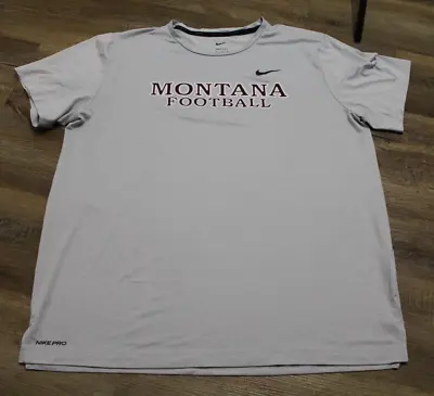 TEAM ISSUED Nike UM Montana Grizzlies Football Pro Dri-Fit Grey T-Shirt Men's XL • $34.99