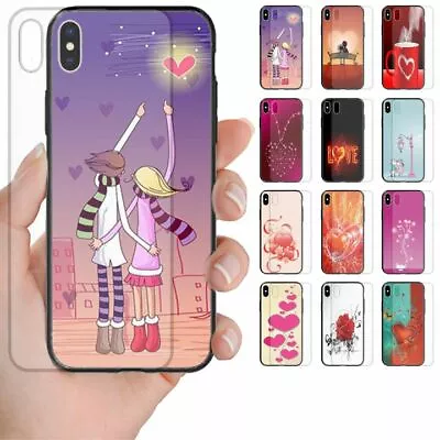 For OPPO Series Valentine's Love Tempered Glass Back Case Mobile Phone Cover #2 • $14.98