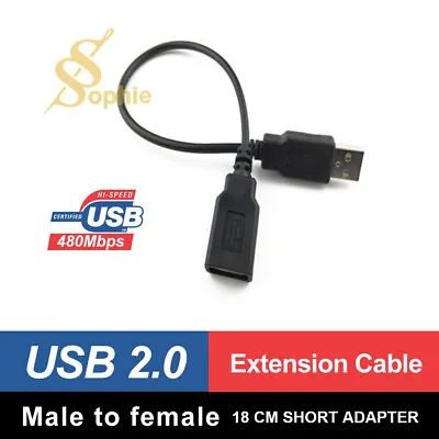 $4.95 • Buy USB 2.0 Extension Cable Lead Male To Female 18 CM Short Adapter Power Cord