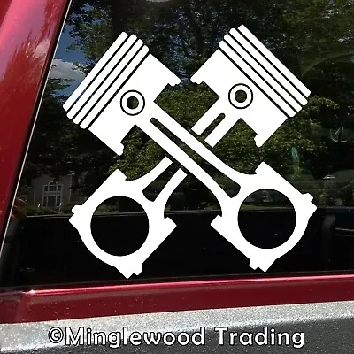 CROSSED PISTONS - Vinyl Decal Sticker - Motorcycle Car Engine Gearhead Mechanic • $4.99