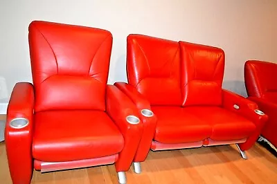 Rare (NEW) Cinematech Custom Love Seat Porsche Red Leather Hi-Grade Steel Frame • $14999.88