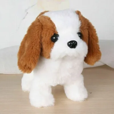 Kids Electronic Walking Wagging Brown White Puppy Toy Interactive Pet Plush Toys • £9.70