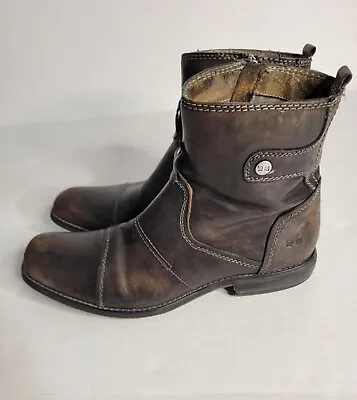 Bed Stu Boots Mens Size 9.5 Side Zip Distressed Leather Booties Brown • $55.99