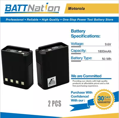 2x 9.6V 1800mAh NiMh Battery For Motorola NTN4824 NTN4834A NTN5414 HT600 P200 • $46.45