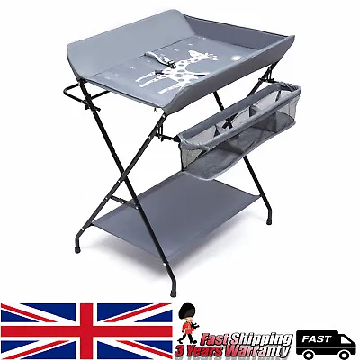 Foldable Baby Changer Unit Changing Organizer Table Nappy Diaper W/Storage Gray • £42.98