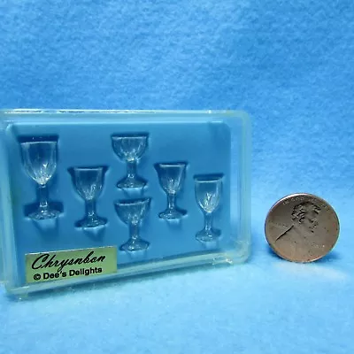 Dollhouse Miniature Chrysnbon Clear Stemware Glass Set Crystal Cut CB110CC • $9.89