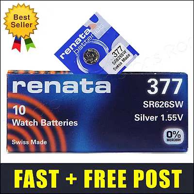 377 ⌚ Watch Battery ⌚ RENATA Batteries Cell SR626SW SR66 AG4 LR66 Silver Oxide • £37.99