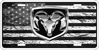 American USA Flag Tactical Black And White Dodge Ram License Plate Car 6 X 12 • $17.95