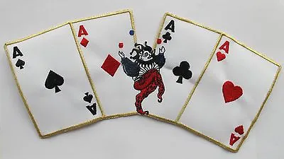 #3578 XL 10 1/4  Four Aces Poker CardJoker Embroidery Iron On Applique Patch • $9.99