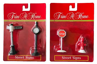4 Miniature Village Accessory Street Signs Stop Clock Fire Hydrant Trim A Home • $14.99