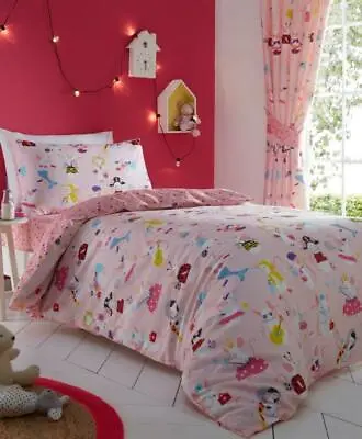 Kids Let's Play Printed Reversible Duvet Set Toddler Single Or Curtains • £7.50