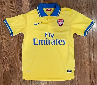 2013-2014 Arsenal FC Nike Mesut Ozil Short Sleeve Jersey Away Gold Shirt Kit • $88