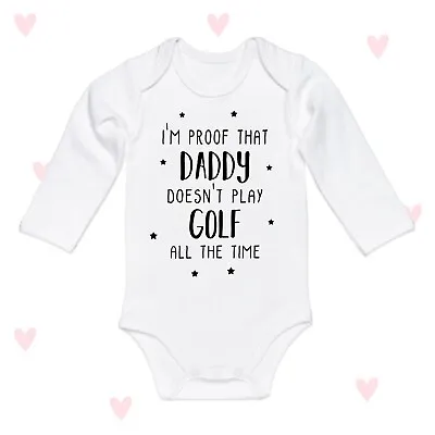 Golf Daddy Baby Grow Long Sleeve Announcement Cute Girls Boys Gifts Newborn • £8.90