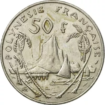 French Polynesia 50 Francs Coin | Marianne | Moorea Harbor | 1975 - 2005 • $5.04