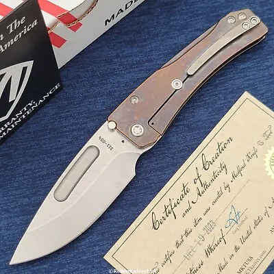 Medford Slim Midi LEFT-HANDED Tumbled CPM-S45VN Drop Point Blade Bronze Titanium • $560