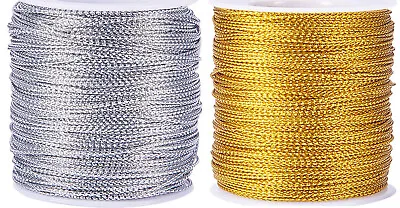 2mm Metallic Lurex Braided Cord Thread String - Choose Length  UK Seller • £2.59