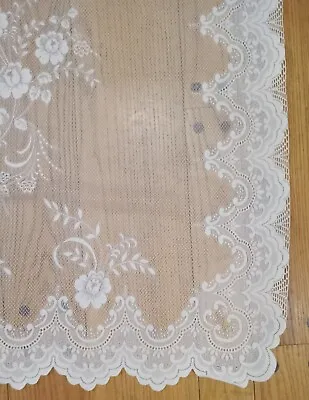 Vintage Creamy White Sheer Lace Panels W/ Floral Scalloped Edge 60.5 X61  • $34