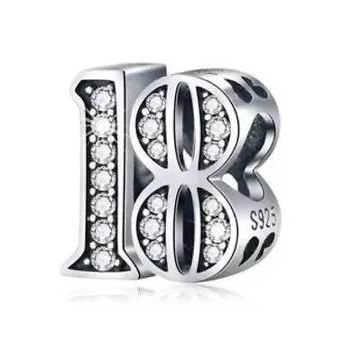 18th Birthday Bead Charm Sterling Silver Fit Bracelet Dangle S925 Birthday Gift • £8.55