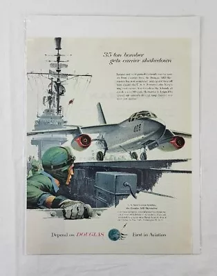 1956 Douglas A3D Skywarrior Bomber Jet US Navy Original Large Color Ad  • $14.95