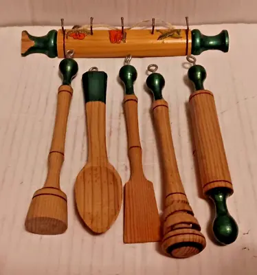 Vintage Miniature Childs Wood Kitchen Utensils • $14.95