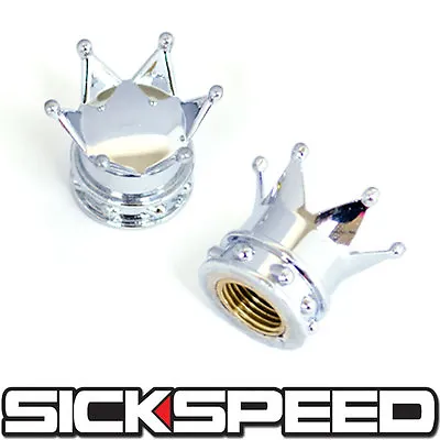 2 Polished Crowns Anodized Valve Stem Caps For Motorcycle M8 • $9.88
