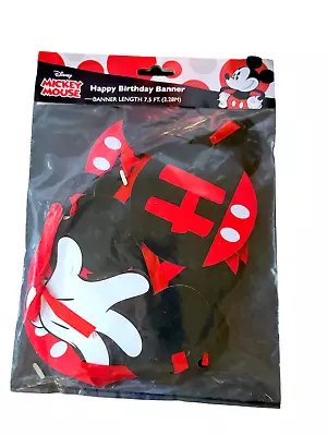 Disney Mickey Mouse Birthday Party  Happy Birthday  Banner Black/Red NEW • $11.99