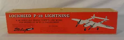 Look! 1950`s Sterling Lockheed P-38 Lightning Gas Control Line Balsa Plane Kit • $62