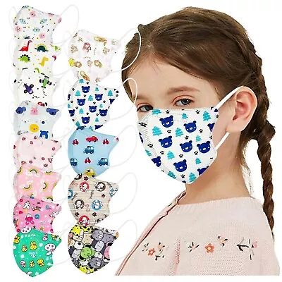 Cartoon Kids Children Face Mask Disposable Face Mask Cartoon 4Ply Ear Loop Masks • £2.69