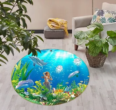 3D Ocean Mermaid Jellyfish ZHUA2354 Game Non Slip Rug Mat Photo Carpet Amy • $58.71