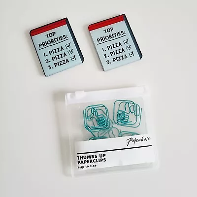Paperchase Fridge Magnet Pizza Themed Pizza Lover And Thumbs Paperclips Bundle  • £6.99