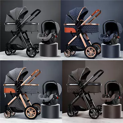 Baby Pushchair 3 In 1 Travel System  Pram Buggy With Car Seat Folding Stroller • £198.99