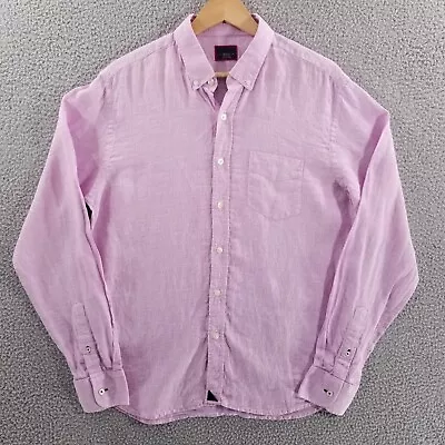 UNTUCKit Linen Shirt Mens Medium Pink White Houndstooth Lightweight Summer • $22.99