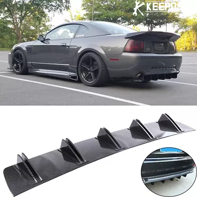 For Ford Mustang GT Carbon Fiber Rear Lip Bumper Diffuser Shark Fin Spoiler Wing • $45.99