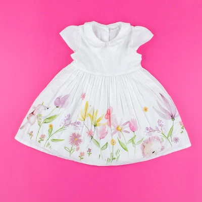 £6.99 • Buy NEXT Baby Girls Summer Dress 12-18 Months White Cotton Hedgehog Nature Garden