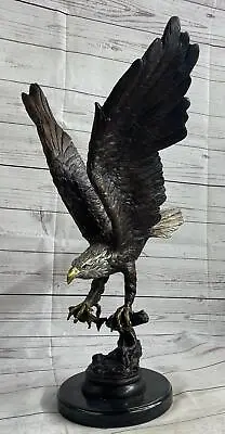 Bronze Sculpture Statue Of American Bald Eagle Catching Fish By Moigniez • $749