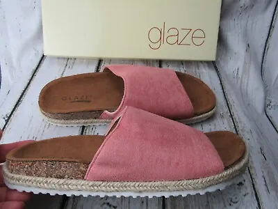 New With Box ~ Women's Glaze Kors-4 Baby Pink Slide Espadrille Sandals Size 6.5 • £15.48