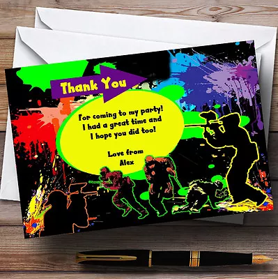 Paintball Laser Tag Personalised Birthday Party Thank You Cards • £9.99