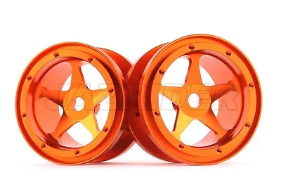 Jazrider Aluminum 2.2  5-Spoke Orange BeadLock Wheels(2pcs) For Axial RC Crawler • £20.14