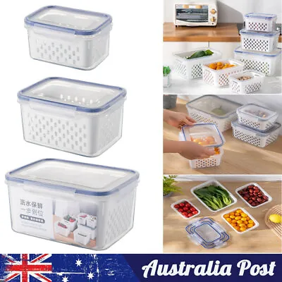 $15.15 • Buy Fridge Organizers Fruit Fresh Storage Box Hollow Drain Basket Food Organizer Box