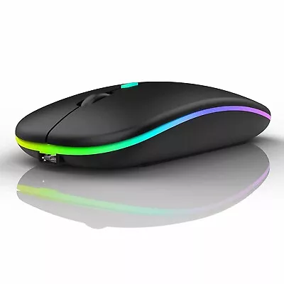 RGB LED Wireless Mouse Rechargeable Optical Silent Mice USB For PC Laptop UK • £6.95