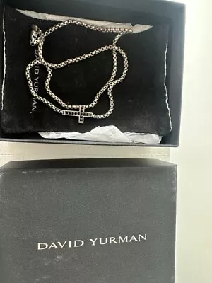 Authentic David Yurman Streamline Cross Station Mens Necklace Black Diamond 22in • $462.50