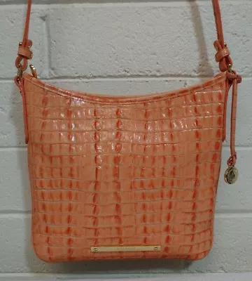 Brahmin Jody In Mai Tai La Scala  Peach/ Orange Leather Crossbody Bag Purse • $169.99